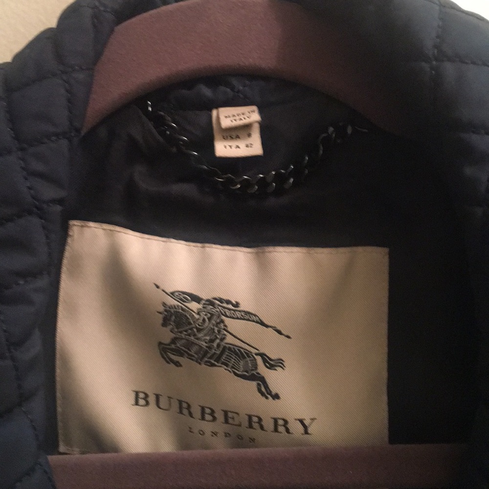 Navy Original Burberry Coat lightly worn